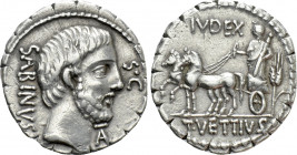 T. VETTIUS SABINUS. Serrate Denarius (70 BC). Rome