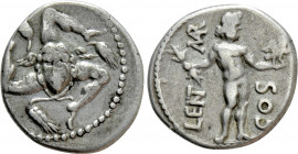 L. CORNELIUS LENTULUS and C. CLAUDIUS MARCELLUS. Denarius (49 BC). Military mint in the East