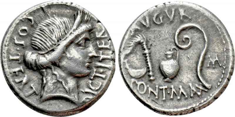 JULIUS CAESAR. Denarius (47-46 BC). Uncertain mint in North Africa, possibly Uti...