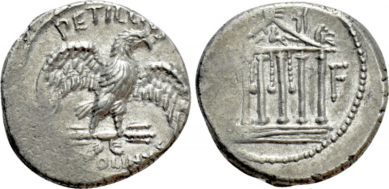 PETILLIUS CAPITOLINUS (41 BC). Denarius. Rome. 

Obv: PETILLIVS / CAPITOLINVS....