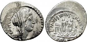 L. MUSSIDIUS LONGUS. Denarius (42 BC). Rome