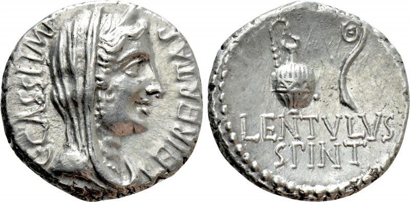 C. CASSIUS LONGINUS. Fouree´ Denarius (42 BC). Military mint moving with Brutus ...