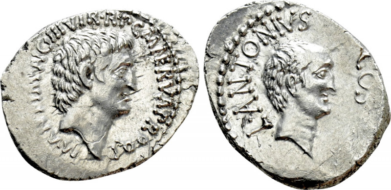 MARK ANTONY & LUCIUS ANTONY. Denarius (41 BC). L. Cocceius Nerva, quaestor pro p...