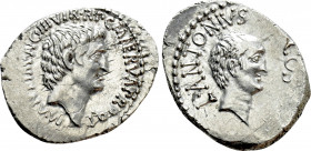 MARK ANTONY & LUCIUS ANTONY. Denarius (41 BC). L. Cocceius Nerva, quaestor pro praetore. Military mint moving with Marc Antony