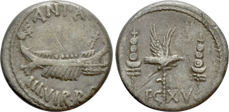 MARK ANTONY. Denarius (32-31 BC). Patrae(?). Legionary issue. 

Obv: ANT AVG /...