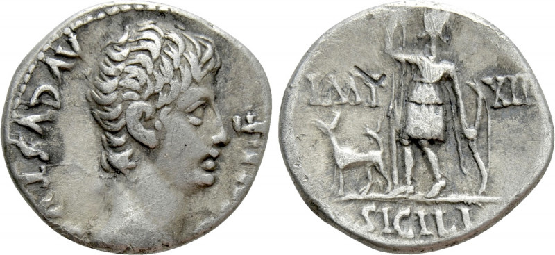 AUGUSTUS (27 BC-14 AD). Denarius. Lugdunum. 

Obv: AVGVSTVS DIVI F. 
Bare hea...