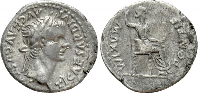 TIBERIUS (14-37). Denarius. "Tribute Penny" type. Lugdunum. 

Obv: TI CAESAR D...