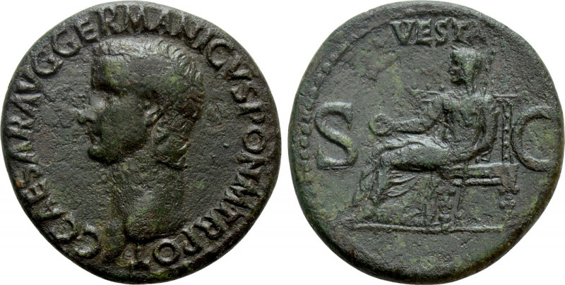 CALIGULA (37-41). As. Rome. 

Obv: C CAESAR AVG GERMANICVS PON M TR POT. 
Bar...
