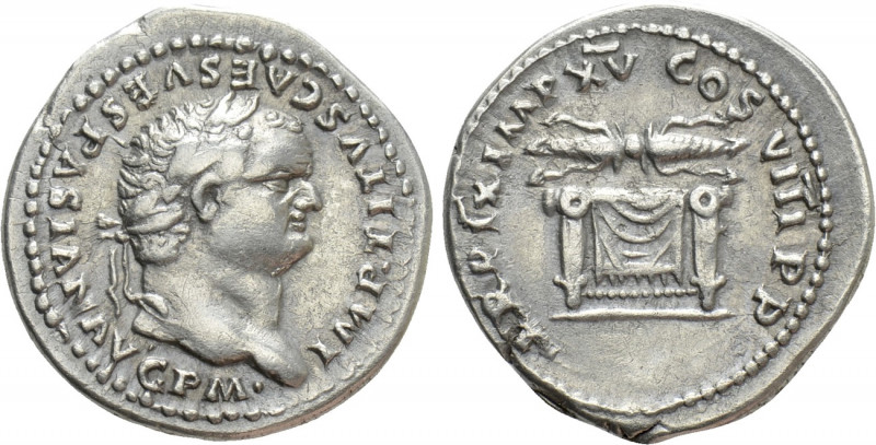 TITUS (79-81). Denarius. Rome. 

Obv: IMP TITVS CAES VESPASIAN AVG P M. 
Laur...