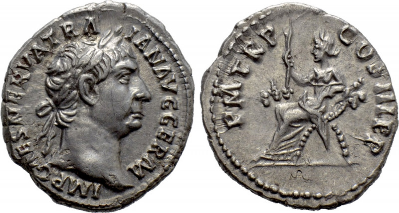 TRAJAN (98-117). Denarius. Rome. 

Obv: IMP CAES NERVA TRAIAN AVG GERM. 
Laur...