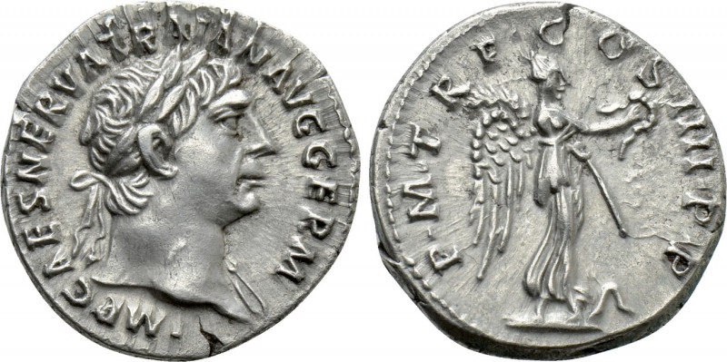 TRAJAN (98-117). Denarius. Rome. 

Obv: IMP CAES NERVA TRAIAN AVG GERM. 
Laur...