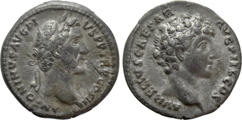 ANTONINUS PIUS with MARCUS AURELIUS as Caesar (138-161). Denarius. Rome. 

Obv...