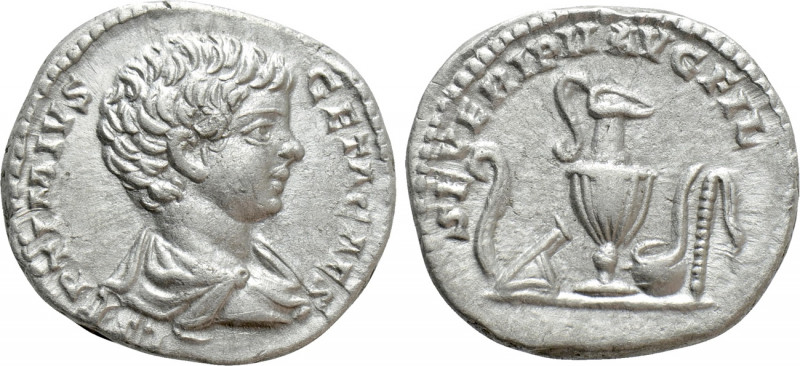 GETA (Caesar, 198-209). Denarius. Rome. 

Obv: L SEPTIMIVS GETA CAES. 
Barehe...