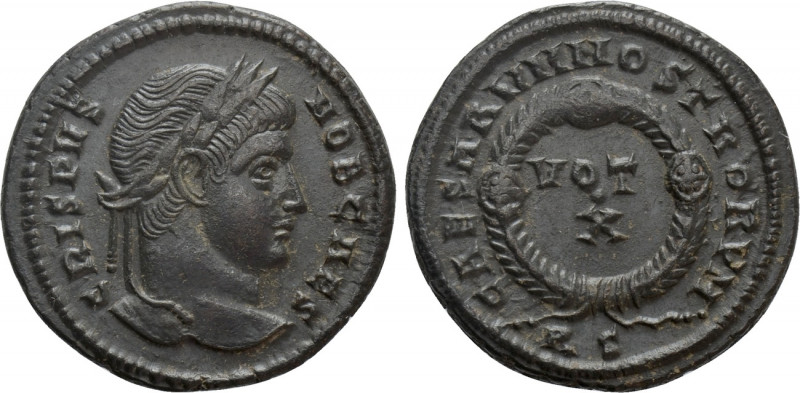 CRISPUS (Caesar, 316-326). Follis. Rome. 

Obv: CRISPVS NOB CAES. 
Laureate h...