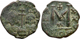 JUSTINIAN II with TIBERIUS (Second reign, 705-711). Follis. Constantinople. Dated RY 20 (704/5)