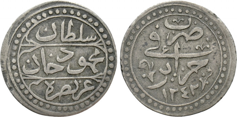 ALGERIA. Ottomans. Mahmud II (1808-1830). 1/4 Budju (AH 1242 / AD 1827). 

Obv...