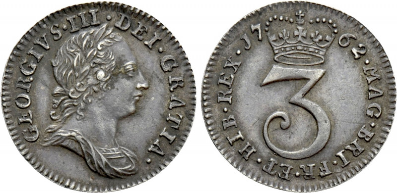 GREAT BRITAIN. George III (1760-1820). Threepence (1762). 

Obv: GEORGIVS III ...