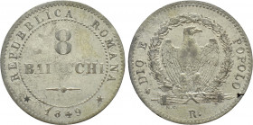 ITALY. Seconda Repubblica Romana (1848-1849). 8 Baiocchi (1849). Rome mint