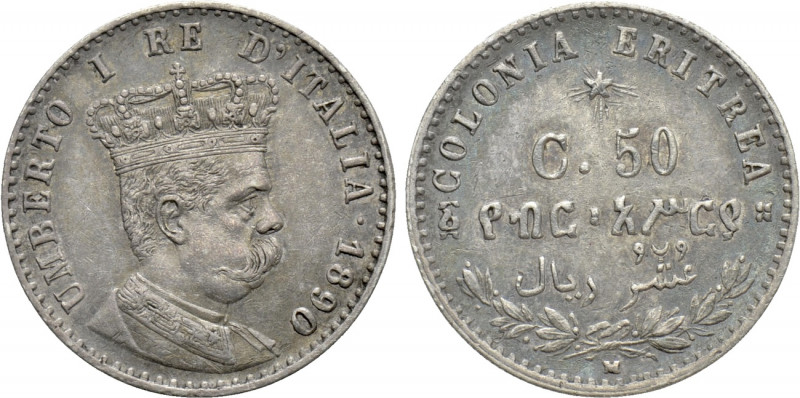 ITALY. Umberto I (1878-1900). 50 Centesimi (1890). Eritrea colony. Milano mint. ...