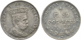 ITALY. Umberto I (1878-1900). 50 Centesimi (1890). Eritrea colony. Milano mint