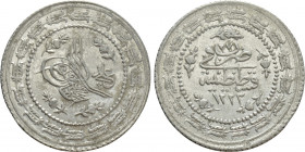 OTTOMAN EMPIRE. Mahmud II (AH 1223-1255 / 1808-1839 AD). 6 Kurush. Qustantiniya (Constantinople). Dated 1223//27