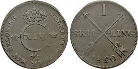 SWEDEN. Charles XIV John (1818-1844). 1 Skilling (1820)