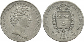 SWEDEN. Charles XIV John (1818-1844). 1/4 Riksdaler (1830)