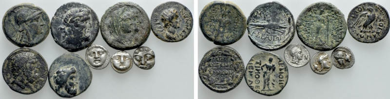 9 Greek Coins. 

Condition: See picture.

Weight: g.
 Diameter: mm.