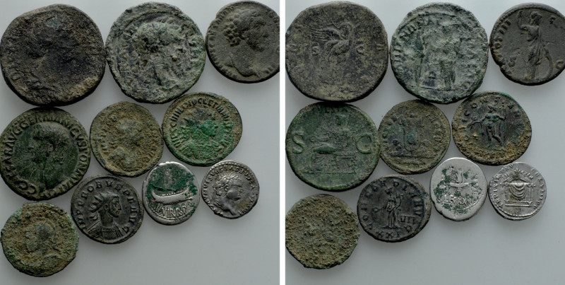 10 Roman Coins.

Condition: See picture.

Weight: g.
Diameter: mm.