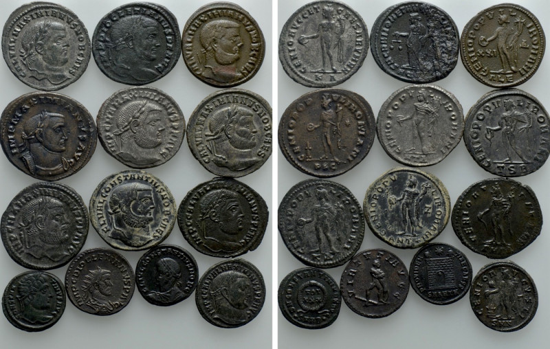 13 Late Roman Coins. 

Condition: See picture.

Weight: g.
 Diameter: mm.