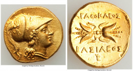 SICILY. Syracuse. Agathocles (317-289 BC), as King of Sicily. AV stater, octobol or double-decadrachm (17mm, 5.72 gm, 2h). Choice AU, Fine Style, repa...
