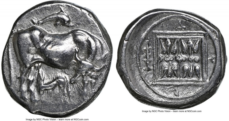 ILLYRIA. Dyrrhachium. Ca. 450-280 BC. AR stater (22mm, 10.84 gm, 2h). NGC Choice...