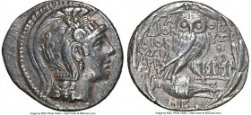 ATTICA. Athens. 2nd-1st centuries BC. AR tetradrachm (29mm, 16.53 gm, 11h). NGC Choice VF 5/5 - 3/5, scratches. New Style coinage, ca. 118-117 BC. Hel...
