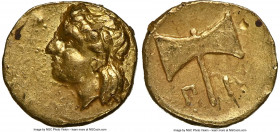CARIAN SATRAPS. Pixodarus (341-336/5 BC). AV 1/24 stater or myshemihecte (6mm, 0.34 gm, 11h). NGC AU 5/5 - 2/5, scuffs. Laureate head of Apollo left /...