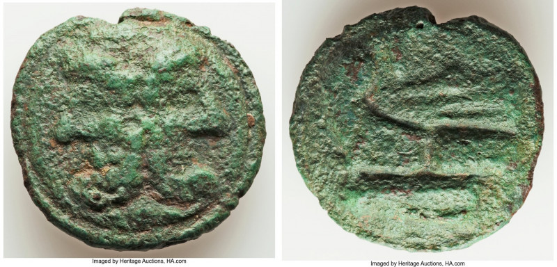 Anonymous. Ca. 215-212 BC. AE aes grave as (44mm, 78.66 gm, 12h). Fine. Rome, po...