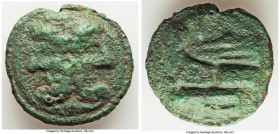 Anonymous. Ca. 215-212 BC. AE aes grave as (44mm, 78.66 gm, 12h). Fine. Rome, post-semilibral standard. Laureate head of bearded Janus on a raised dis...