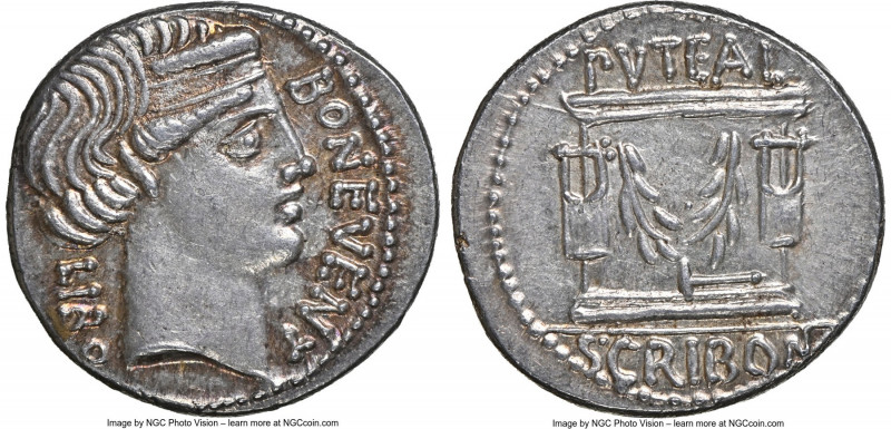 L. Scribonius Libo (ca. 62 BC). AR denarius (19mm, 3.92 gm, 6h). NGC Choice AU S...