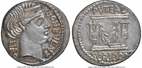 L. Scribonius Libo (ca. 62 BC). AR denarius (19mm, 3.92 gm, 6h). NGC Choice AU S 5/5 - 5/5. Rome. Head of Bonus Eventus right, LIBO (downwards) behind...