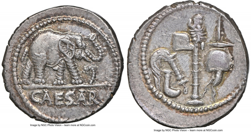 Julius Caesar, as Dictator (49-44 BC). AR denarius (19mm, 3.89 gm, 4h). NGC Choi...