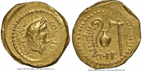 Julius Caesar, as Consul for the Third Time (46 BC), with Aulus Hirtius, as Praetor. AV aureus (22mm, 8.16 gm, 6h). NGC Choice VF 4/5 - 3/5, edge bump...