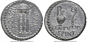 C. Cassius Longinus, Imperator and Assassin of Caesar (44-42 BC), with P. Lentulus Spinther, as Legate. AR denarius (17mm, 3.63 gm, 6h). NGC MS 5/5 - ...