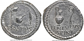 Q. Servilius Caepio (M. Junius) Brutus, as Imperator, assassin of Caesar (44-42 BC). AR denarius (18mm, 3.71 gm, 11h). NGC MS 5/5 - 3/5, brushed. Unce...