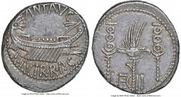 Marc Antony, as Triumvir and Imperator (43-30 BC). AR denarius (17mm, 3.25 gm, 6h). NGC AU 5/5 - 4/5. Legionary issue, mint moving with Antony in Gree...
