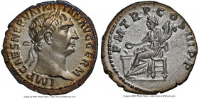 Trajan (AD 98-117). AR denarius (19mm, 3.42 gm, 7h). NGC AU 5/5 - 3/5. Rome, AD 100. IMP CAES NERVA TRA-IAN AVG GERM, laureate head of Trajan right / ...
