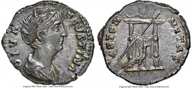 Diva Faustina Senior (AD 138-140/1). AR denarius (19mm, 3.55 gm, 6h). NGC MS 5/5 - 4/5. Rome, AD 139-141. DIVA-FAVSTINA, draped bust of Diva Faustina ...