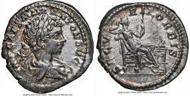 Caracalla (AD 198-217). AR denarius (19mm, 3.18 gm, 7h). NGC Choice XF 4/5 - 4/5. Rome, AD 198-199. IMP CAES M AVR-ANTON AVG, laureate, draped bust of...