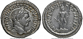 Caracalla (AD 198-217). AR denarius (19mm, 3.04 gm, 12h). NGC AU 5/5 - 3/5, light marks. Rome, AD 215. ANTONINVS PIVS AVG GERM, laureate head of Carac...