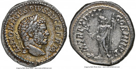 Caracalla (AD 198-217). AR denarius (19mm, 3.81 gm, 12h). NGC Choice XF 5/5 - 4/5. Rome, AD 215. ANTONINVS PIVS AVG GERM, laureate head of Caracalla r...