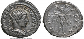 Elagabalus (AD 218-222). AR antoninianus (22mm, 4.41 gm, 1h). NGC XF 5/5 - 2/5. Rome. IMP CAES M AVR ANTONINVS AVG, radiate, draped and cuirassed bust...