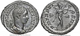 Severus Alexander (AD 222-235). AR denarius (20mm, 3.40 gm, 7h). NGC MS 5/5 - 4/5. Rome, AD 227. IMP C M AVR SEV-ALEXAND AVG, laureate, draped bust of...